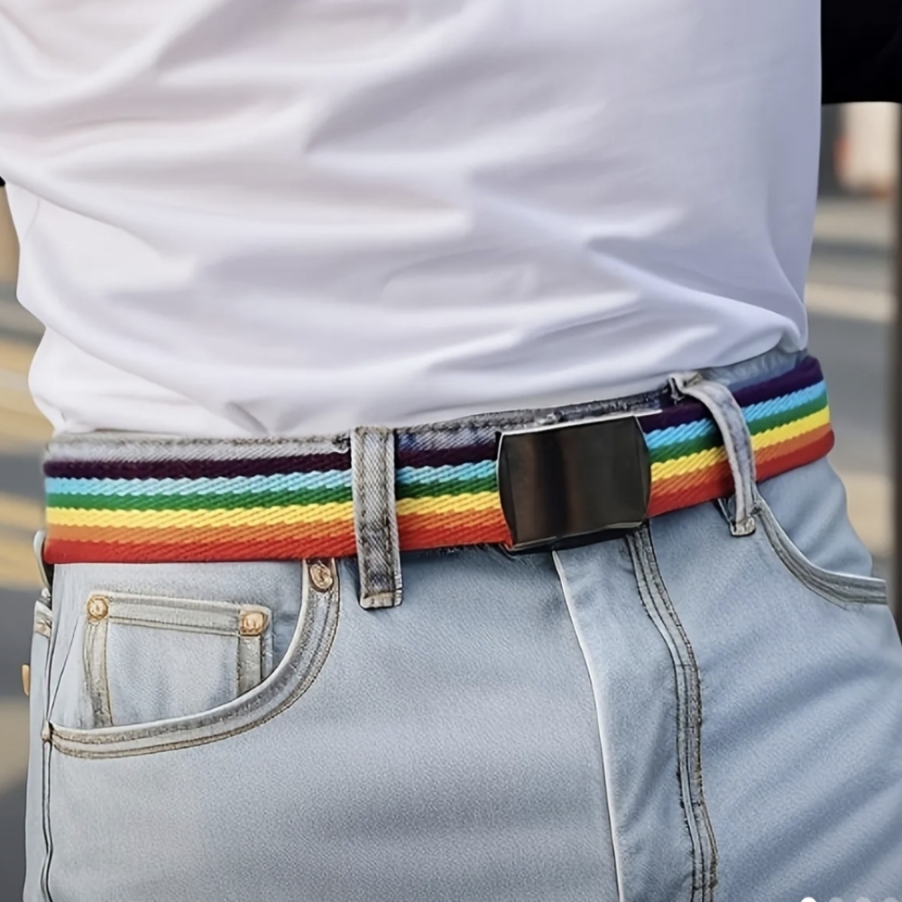 🌈 Belt--Men's Rainbow Canvas Non-Stretch